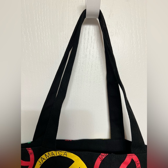 Colorful Jamaica Peace Sign Zippered Tote Bag - Picture 3 of 7